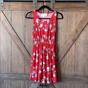 French Grey red floral dress